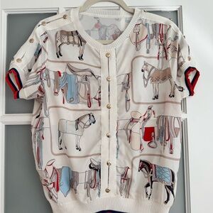 Women’s Equestrian Print Blouse
